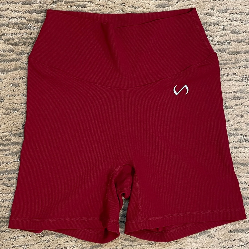 TLF apparel red ribbed workout shorts